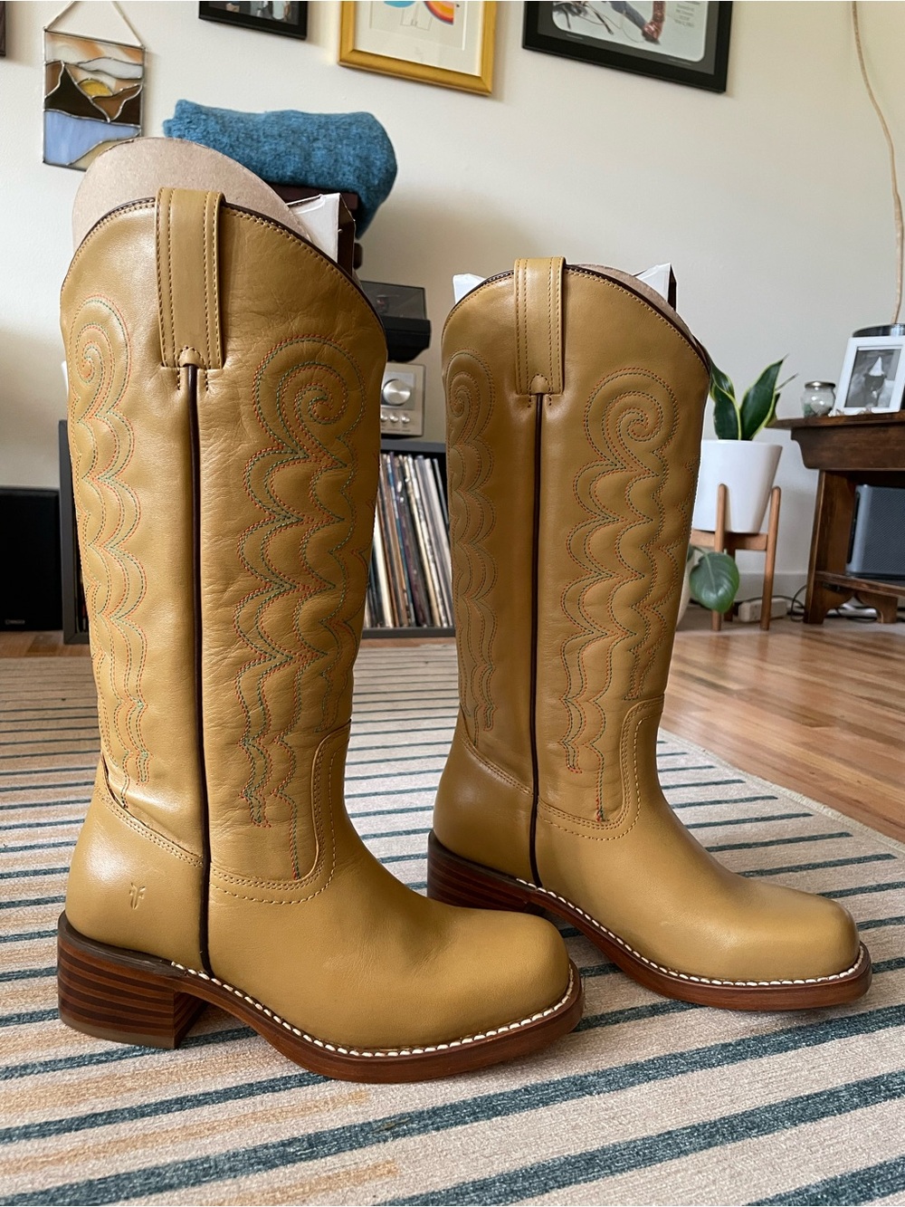 Frye Campus Deco Stitch Leather Knee-High Boots in Banana - Picture 3 of 12